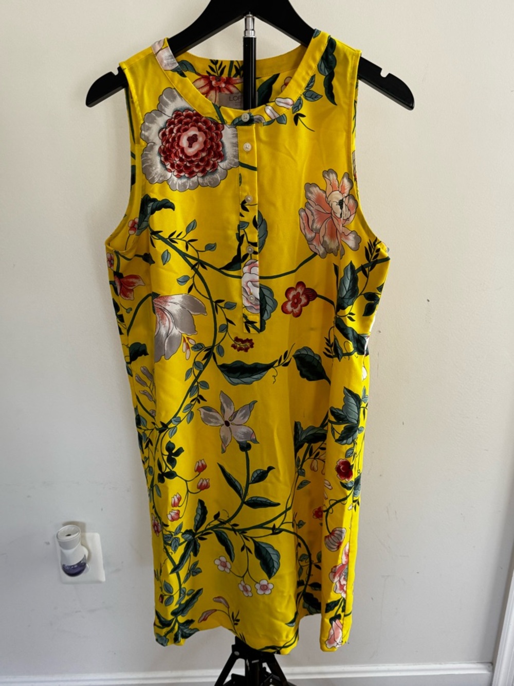 Bright Yellow Floral Button-Front Blouse